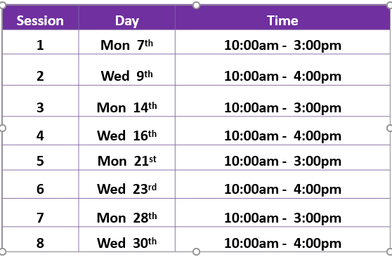 counselling schedule